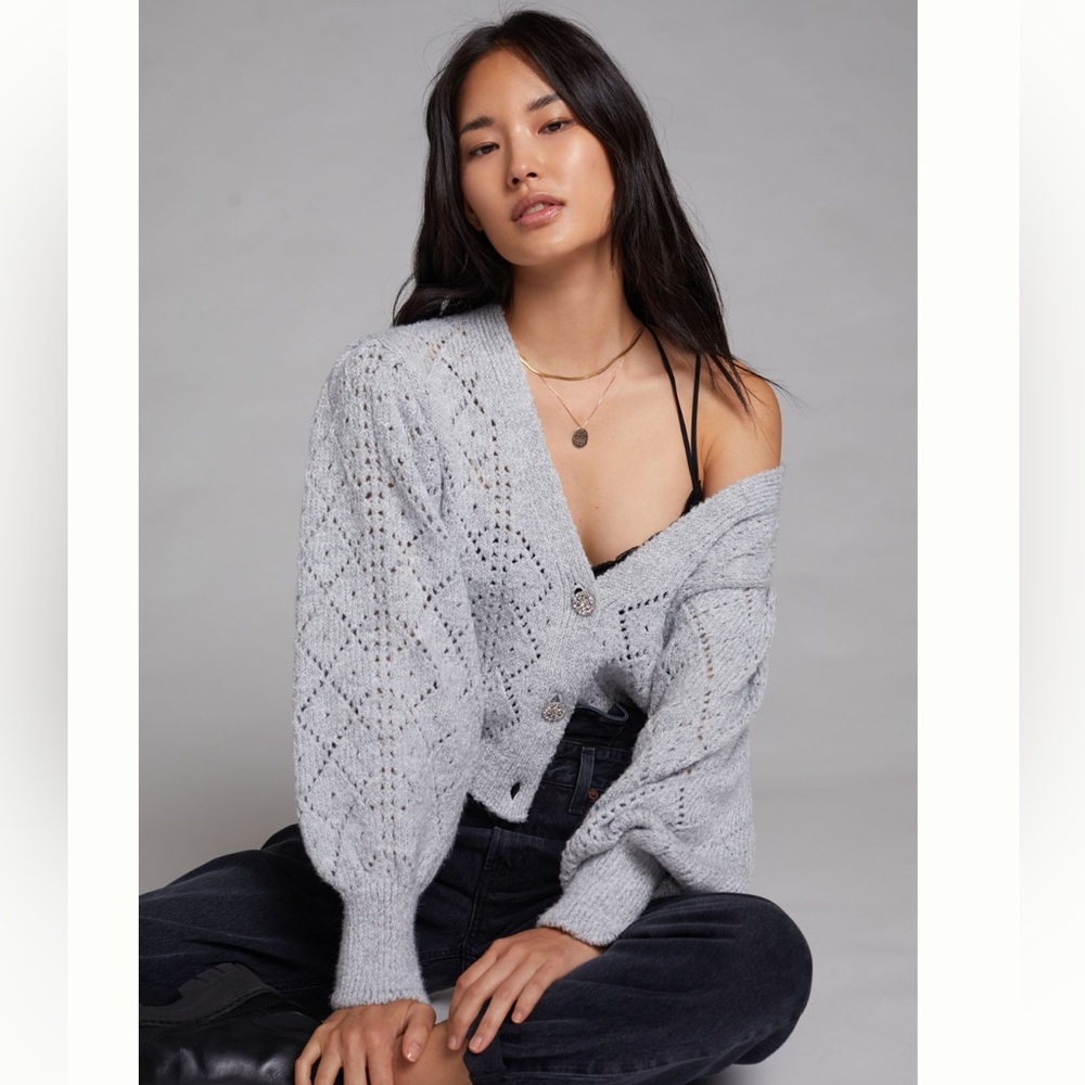 ANTHROPOLOGIE 💎 - MAEVE Pointelle Cardigan with Jewel Buttons